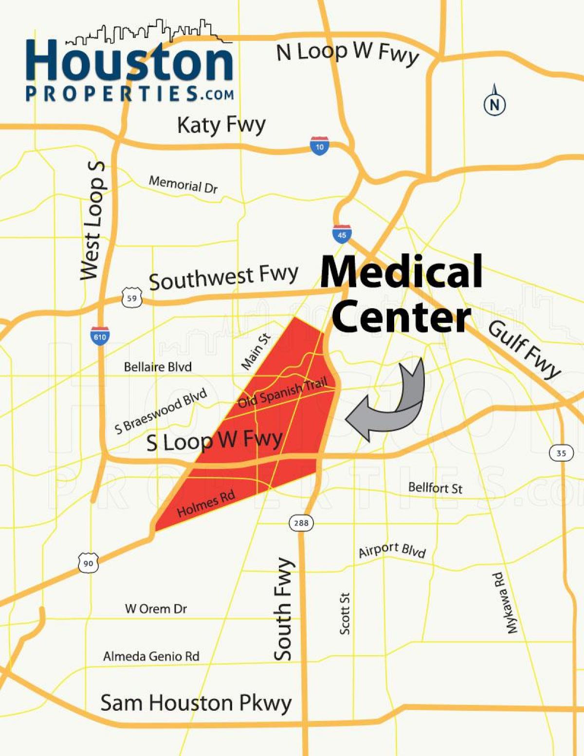 mapa de Houston centre mèdic