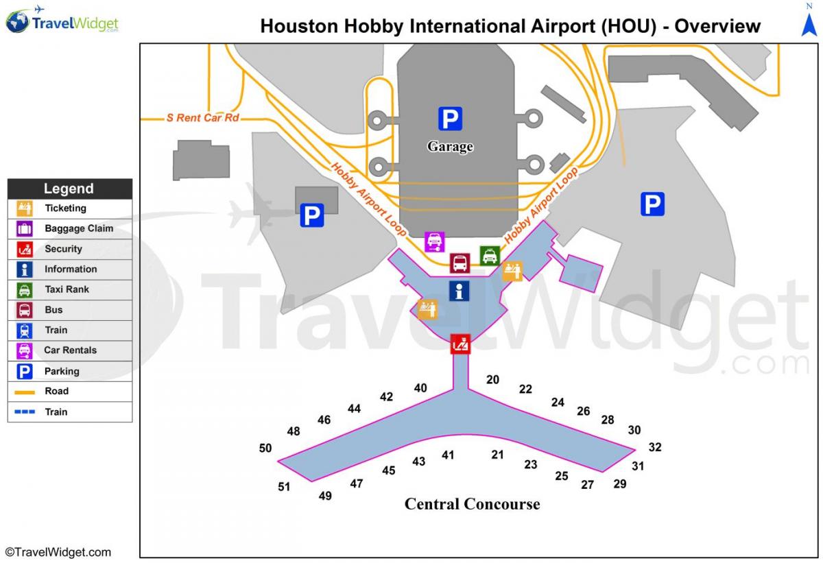 mapa de l'aeroport de Houston