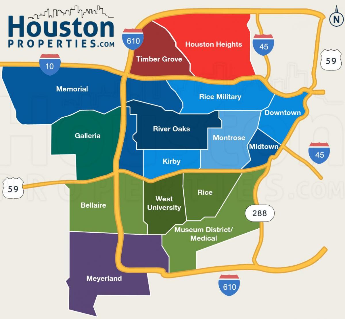 mapa de Houston barris