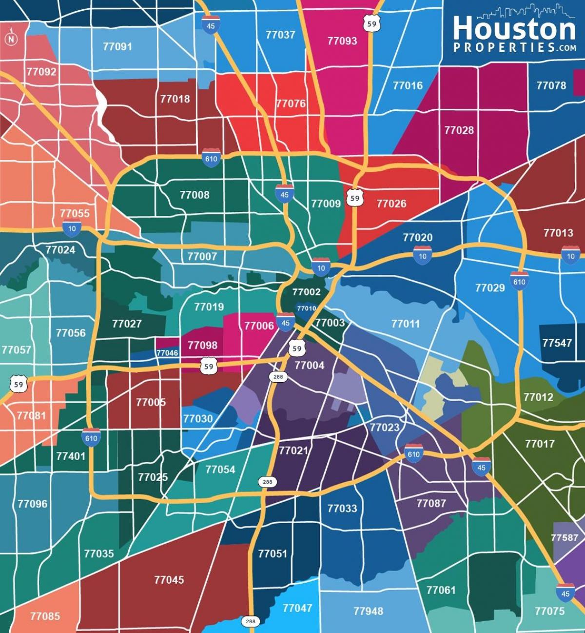 mapa de Houston codis postals