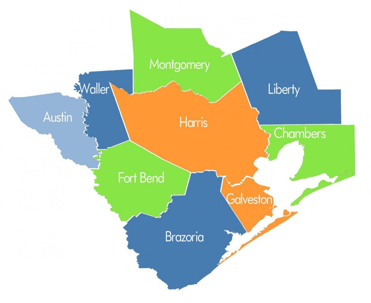 comtat mapa de Houston