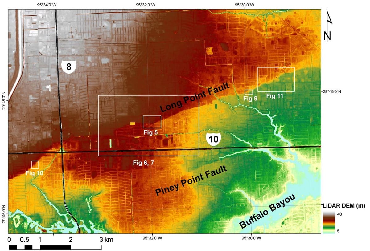 Houston, tx elevació mapa