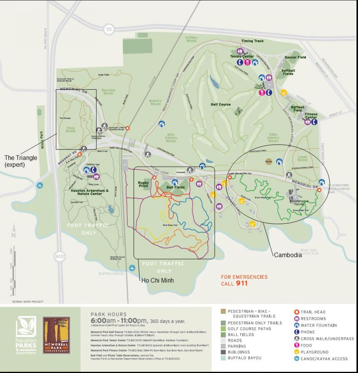 mapa del parc Memorial de Houston
