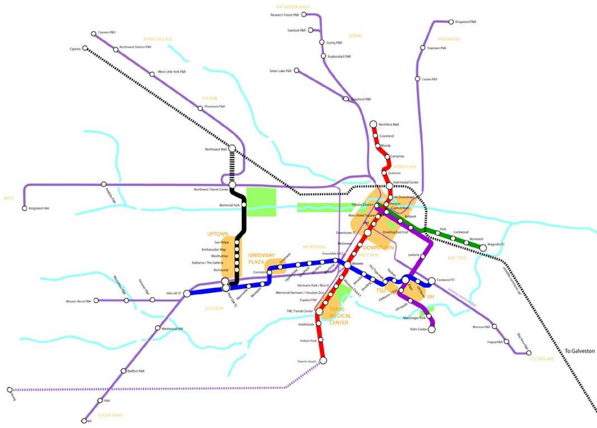 metro ferrocarril Houston mapa
