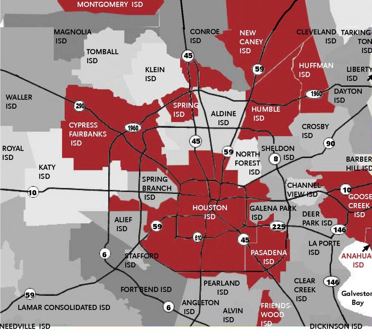 mapa de Houston zona
