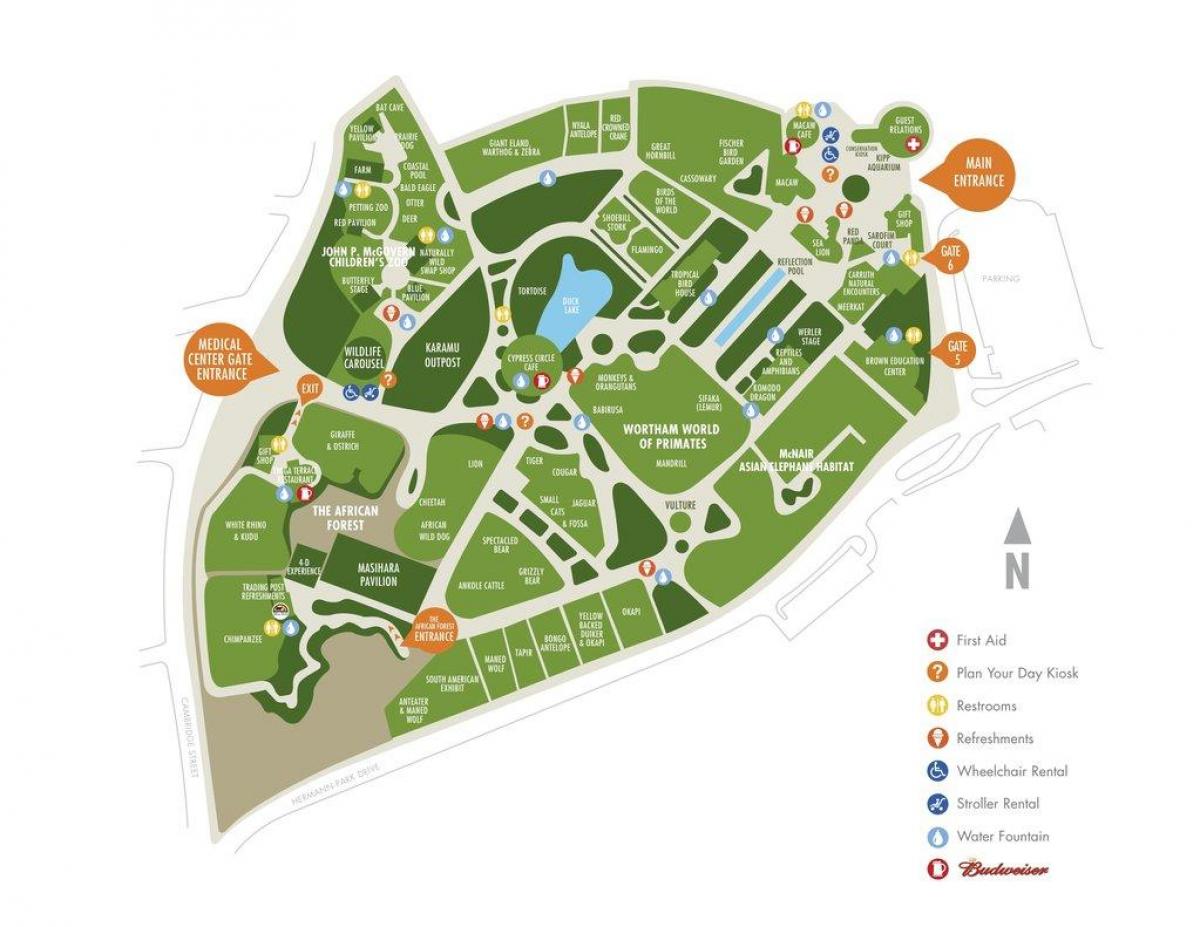 mapa de Houston zoo
