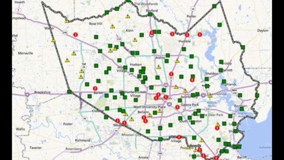 mapa d'àrees inundables en Houston